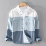 Contrast-Color-Patchworked-Shirt-Men-Clothing-Cotton-Long-Sleeve-Spring-Autumn-Retro-Cargo-Casual-Wear-Pockets